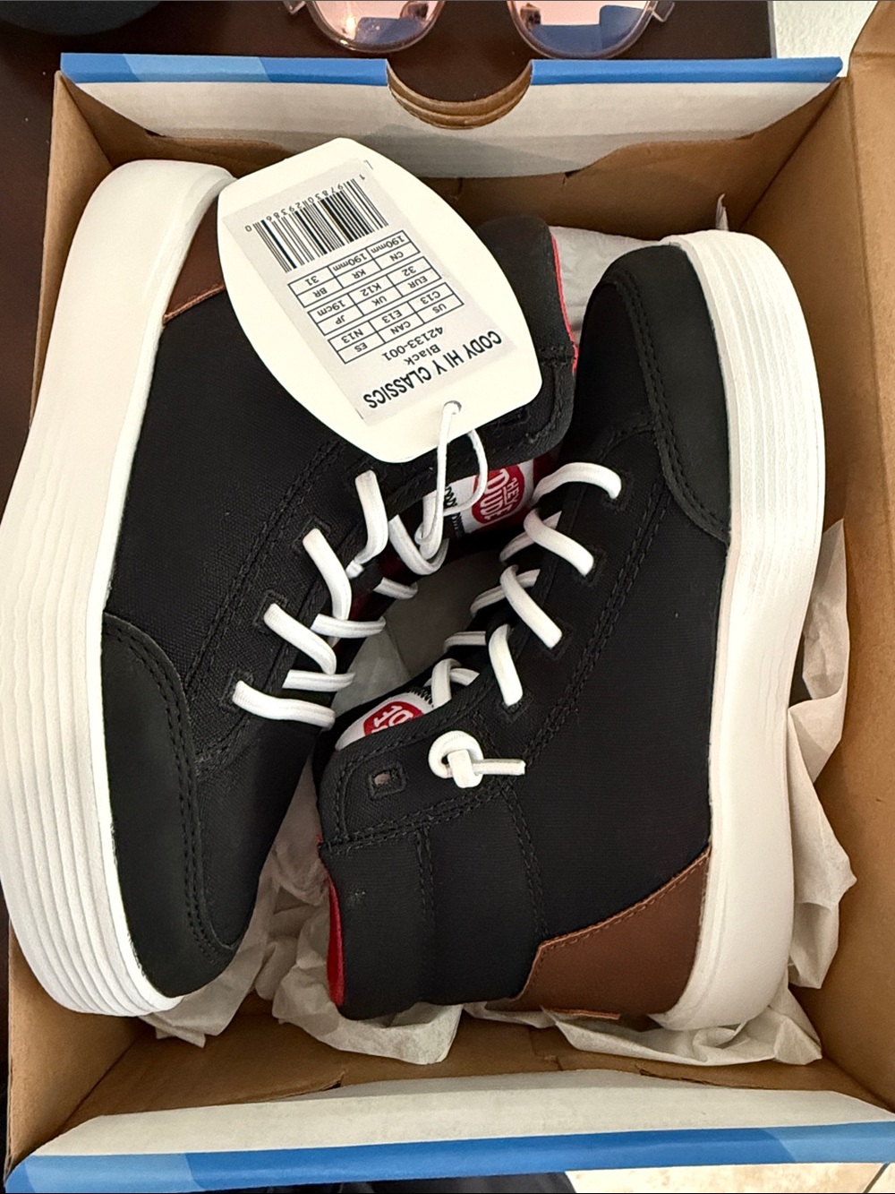 Hey Dude Black and Brown Men's Casual High-Top Sneakers